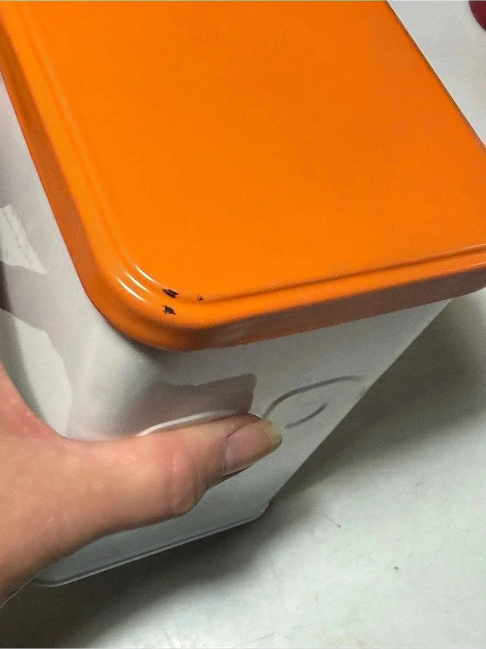 Dunkin' Donuts White Canister with Orange Lid